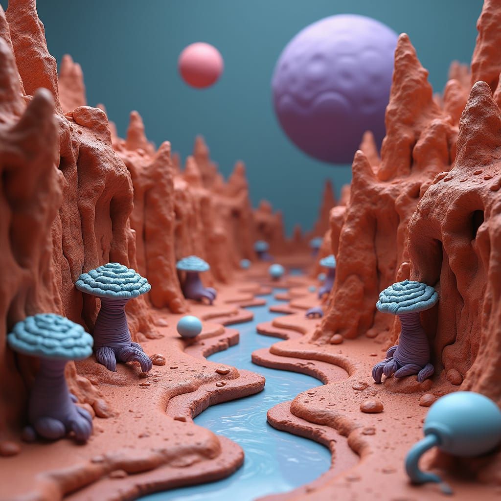Hyper-Realistic Clay Alien World