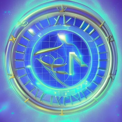 Zodiac Signs in Shiny Sky Blue, 3D Digital Art