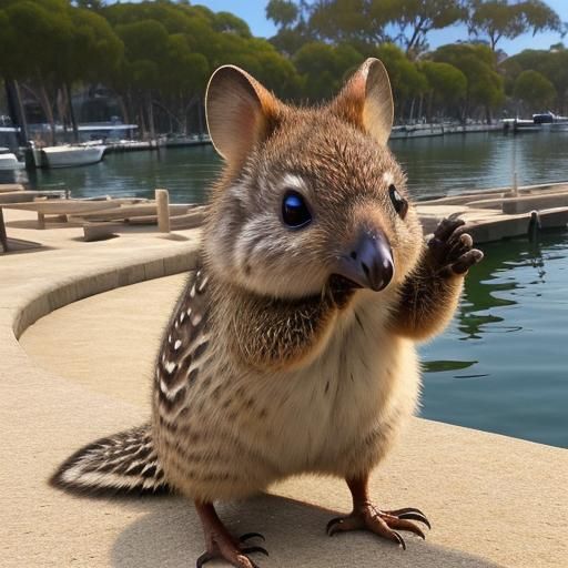 Quokka and Quail at a Quayside