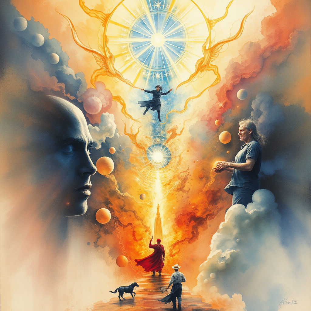 Cosmic Revelation in a Maximalist Watercolor Aesthetic