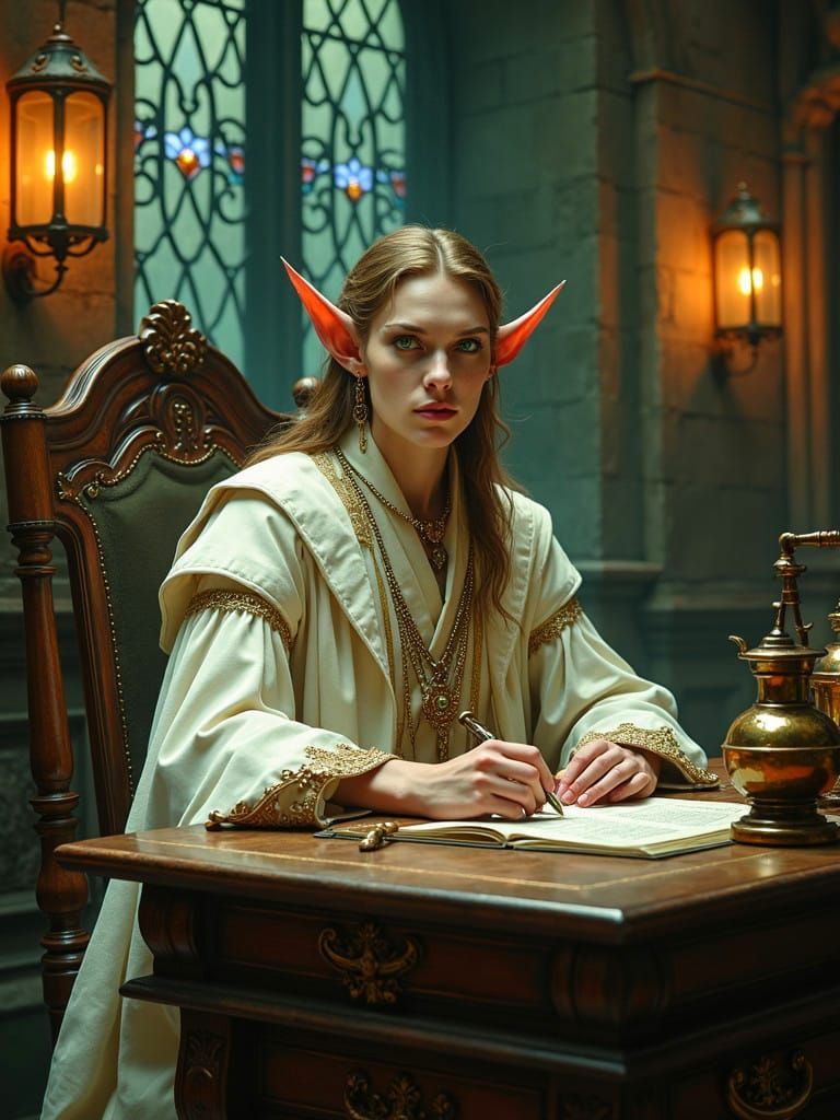 Steampunk Elven Medic in Medieval Setting