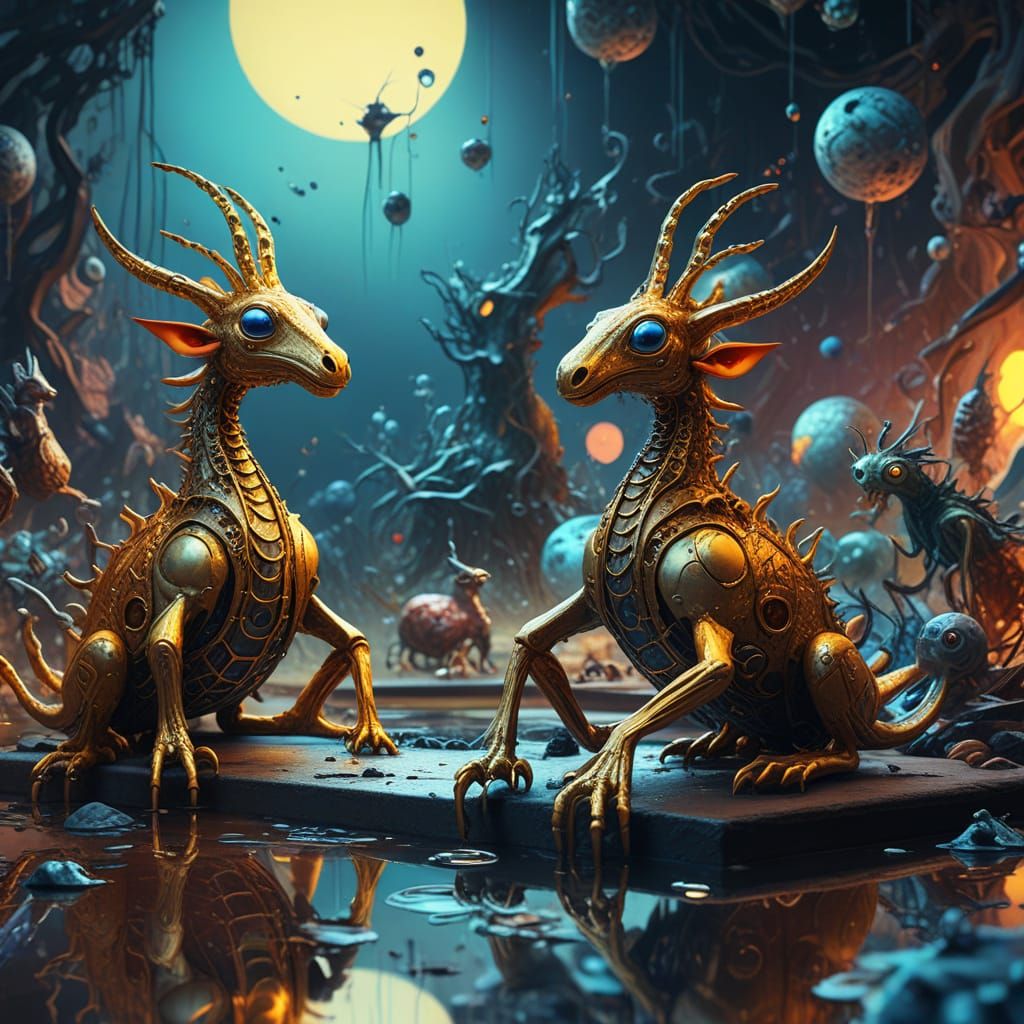 Surreal Creatures in a Fantastical Environment