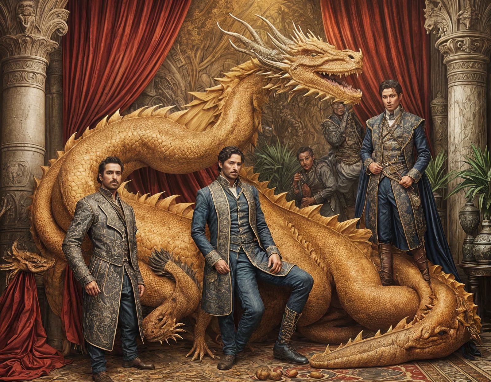 Dragon Hunters Pose in Luxurious, Baroque-Inspired Setting