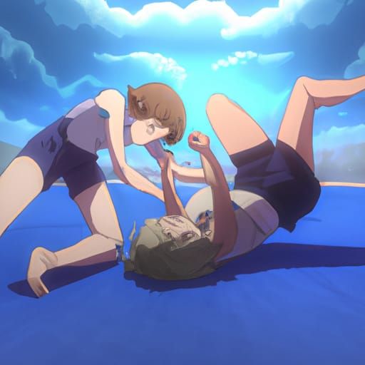 Women's Freestyle Wrestling in Anime Style
