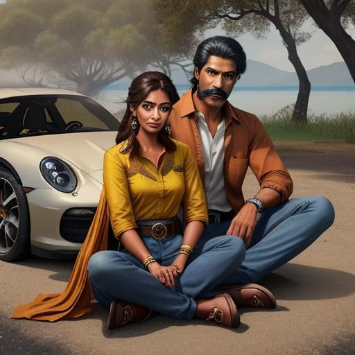 South Indian Couple by Porsche in Cinematic Style
