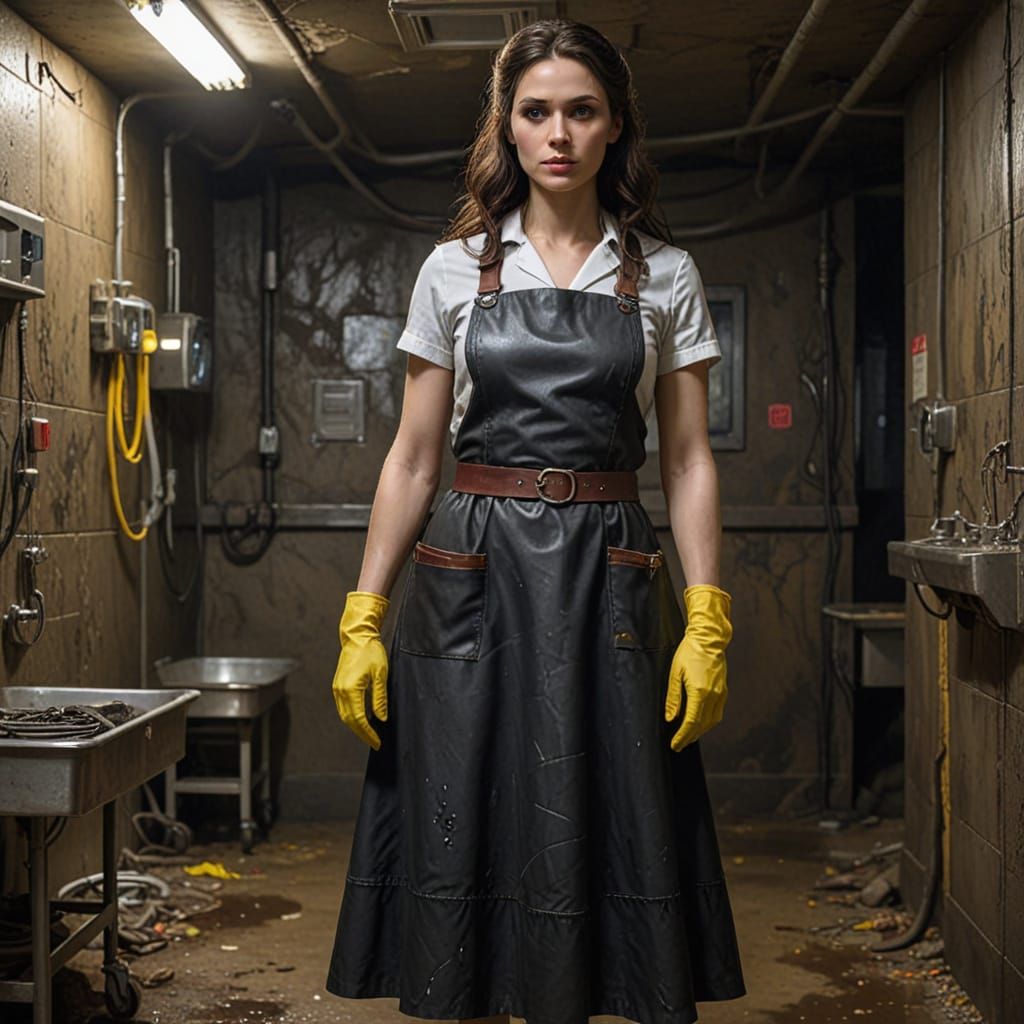 Stern Nurse in Dark Underground Hospital Ward, Cyberpunk Sty...