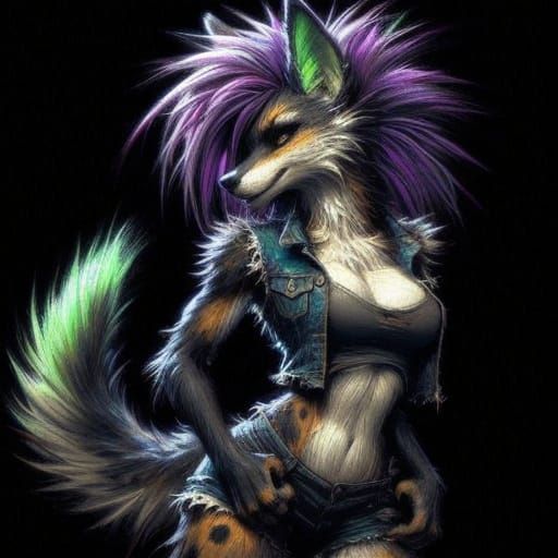 Sublimely Gorgeous Feline Form in Dark Fantasy Oil-Pastel