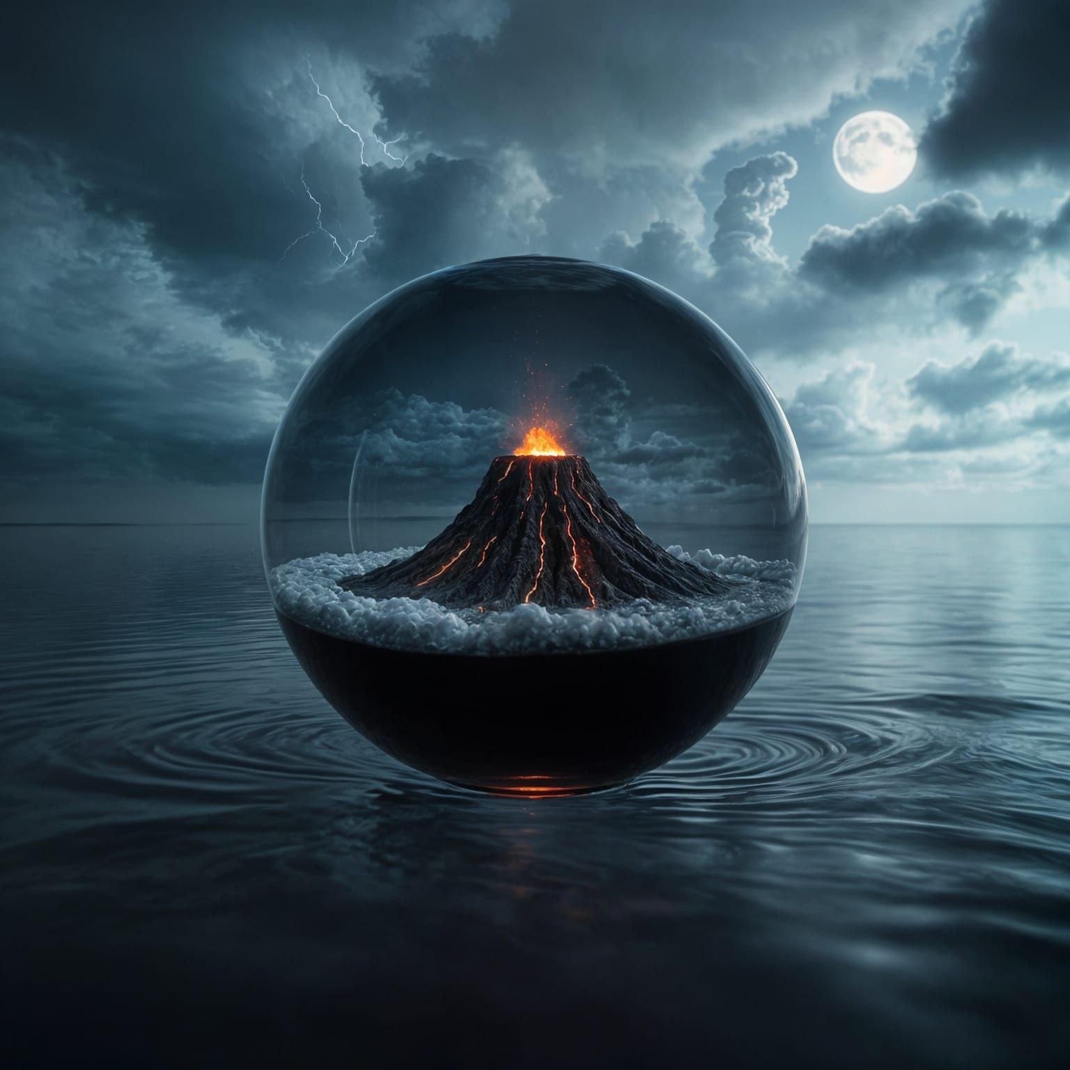 Miniature Volcano Erupts on Stormy Lake in Cinematic Water B...