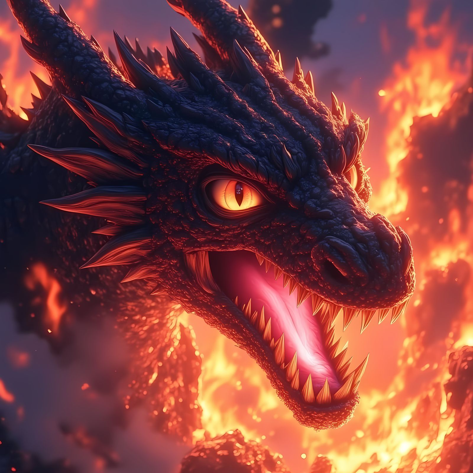 Anime Dragon in Dreamlike Fantasy Landscape