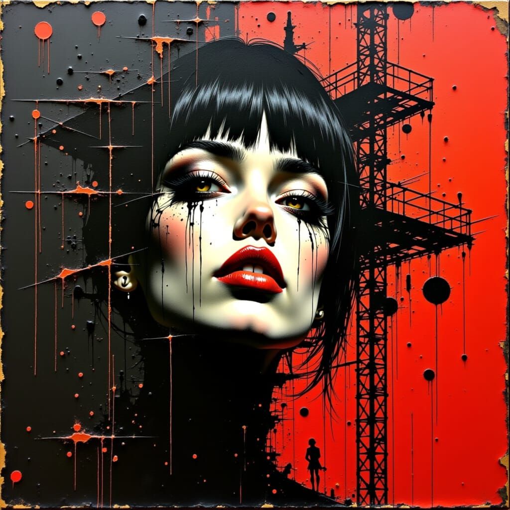 Biomechanical Portrait in Gothic Surrealism Style