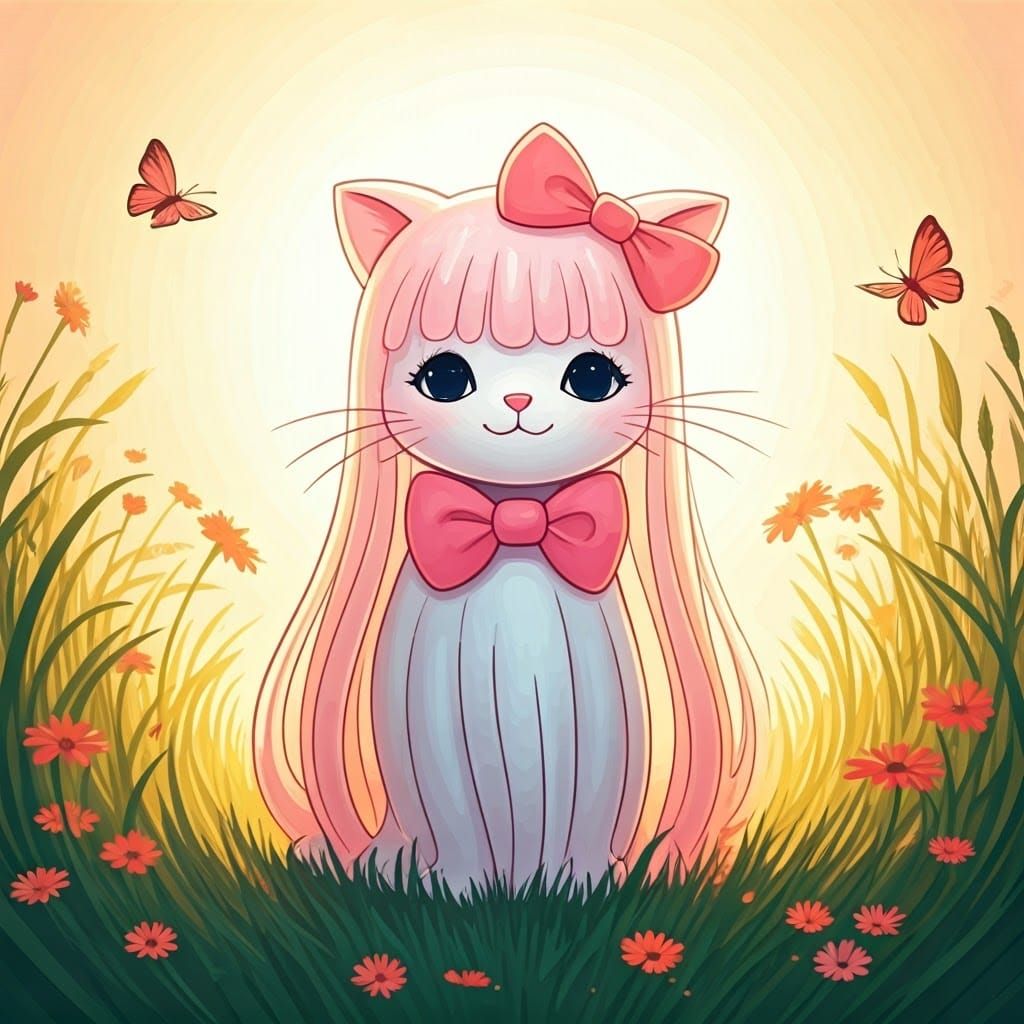 Whimsical Jellycat in a Sunny Flower Field