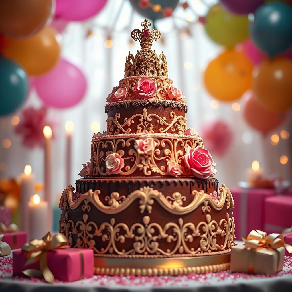 Opulent Princess Cake with Intricate Sugar Details