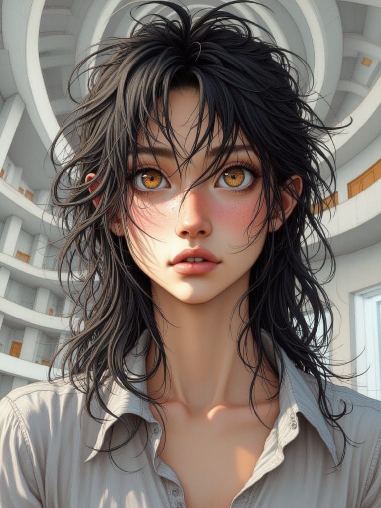 Detailed Studio Portrait of a Young Woman