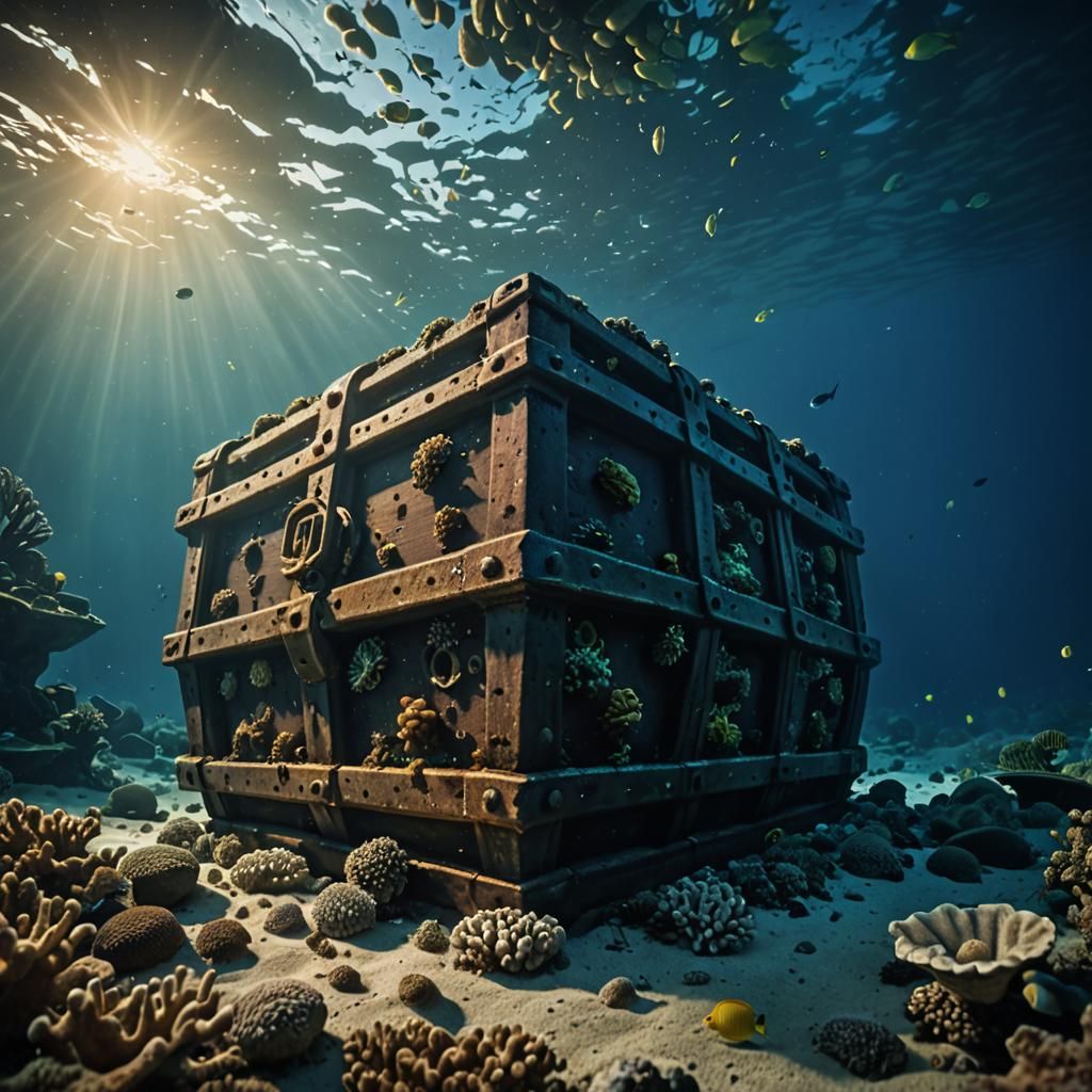 Underwater Shipwreck Treasure Chest in Cinematic Style