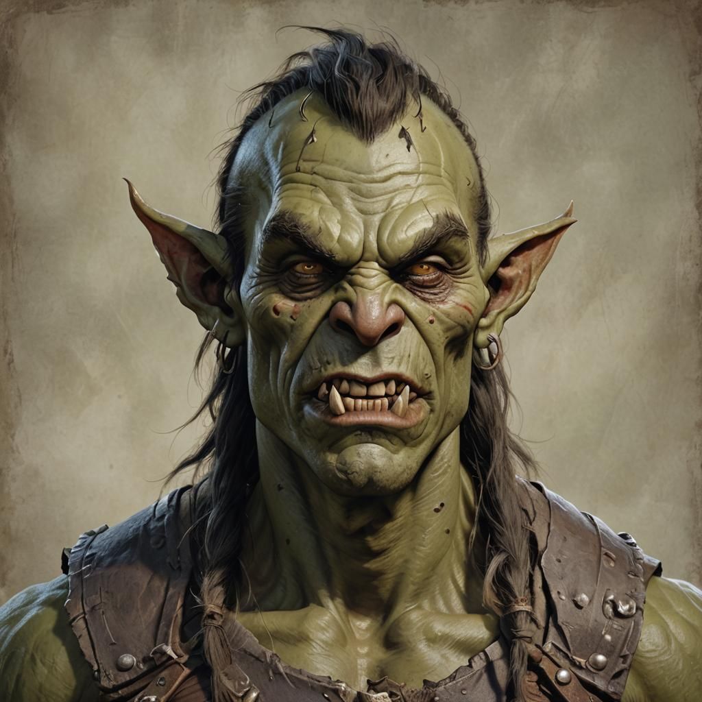 Handsome Goblin-Orc Hybrid Portrait