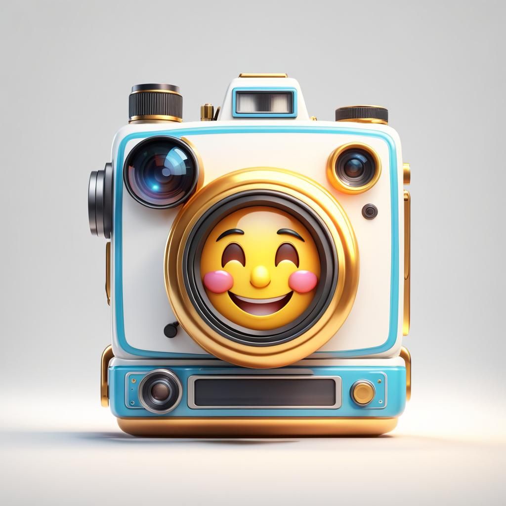 Happy 70s Style Camera Emoji in 3D