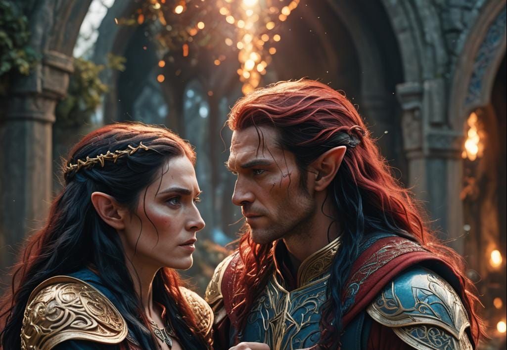 A single  tall male elf who has long black hair, blue eyes, ...