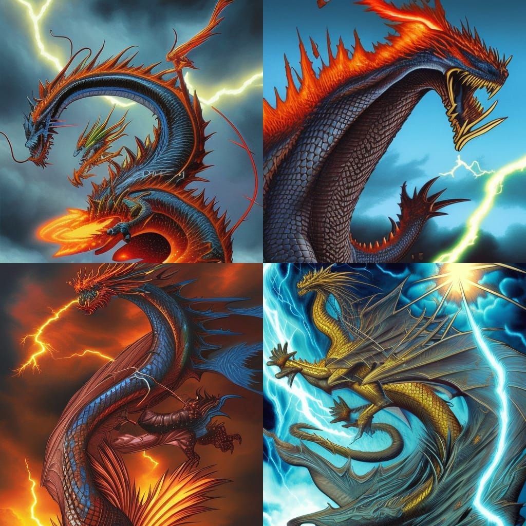 Dynamic Lightning Dragon Comic Book Art