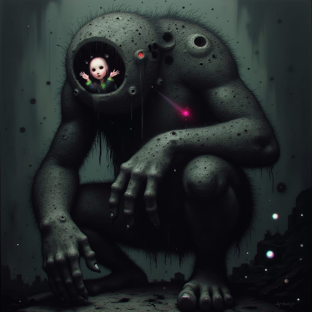 Gothic Ogre Emerges from Crumbling Ruins