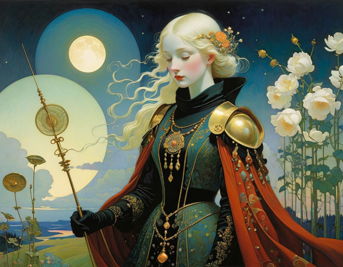 Dreamlike Landscape with Whimsical Figures in Ethereal Light