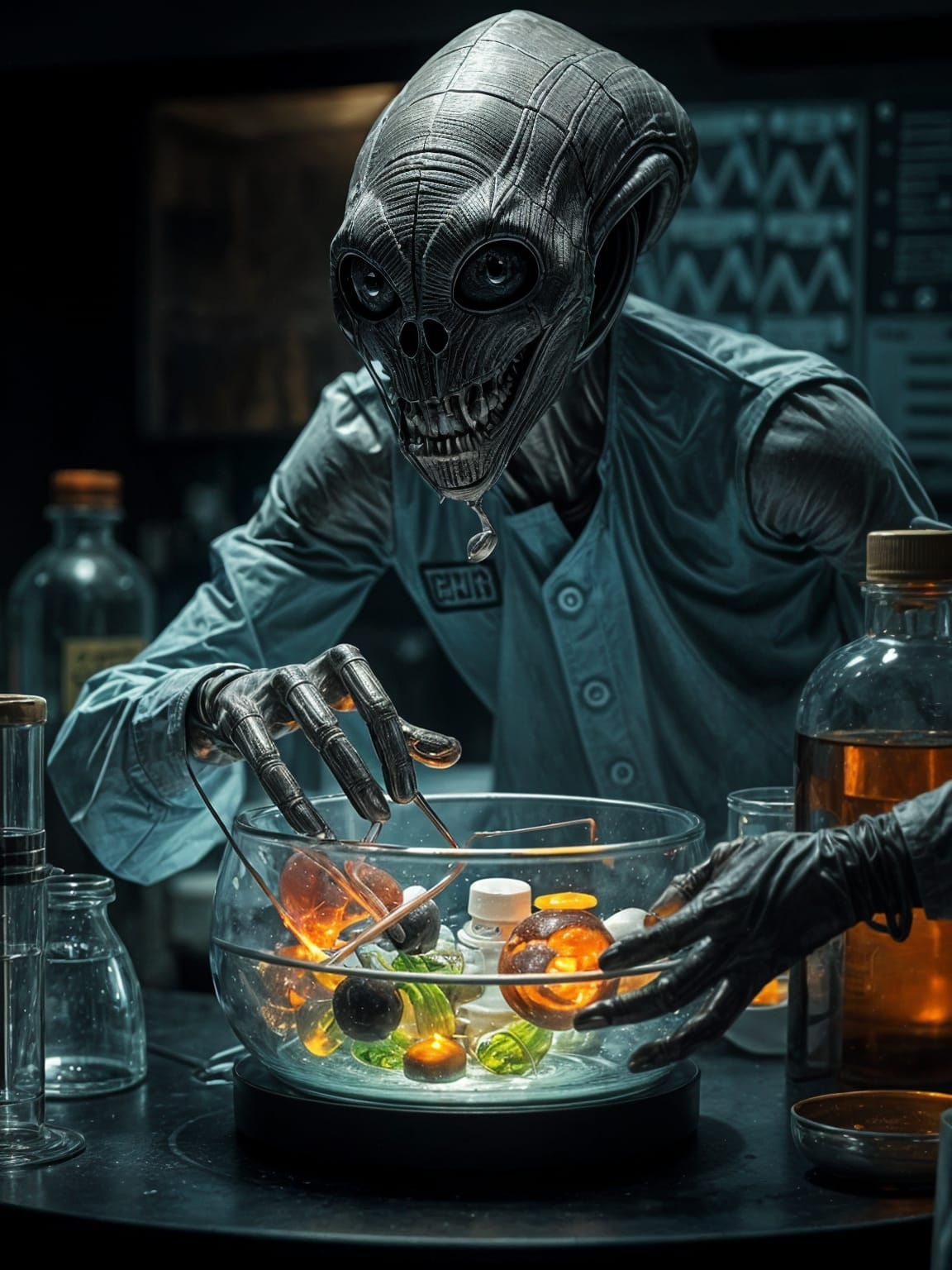 Alien Creates Human Life in Dark Lab