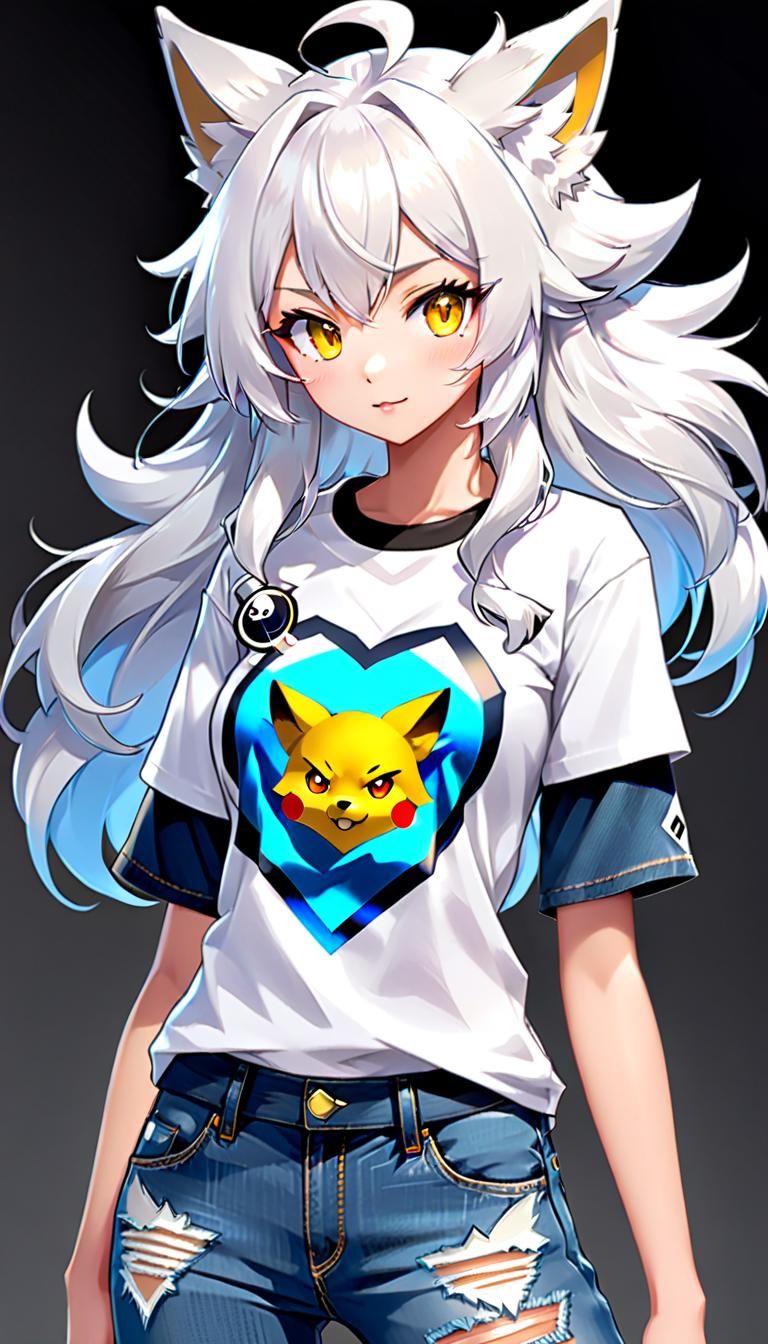 Anime Pokémon Card: Fashionable Wolf-Girl
