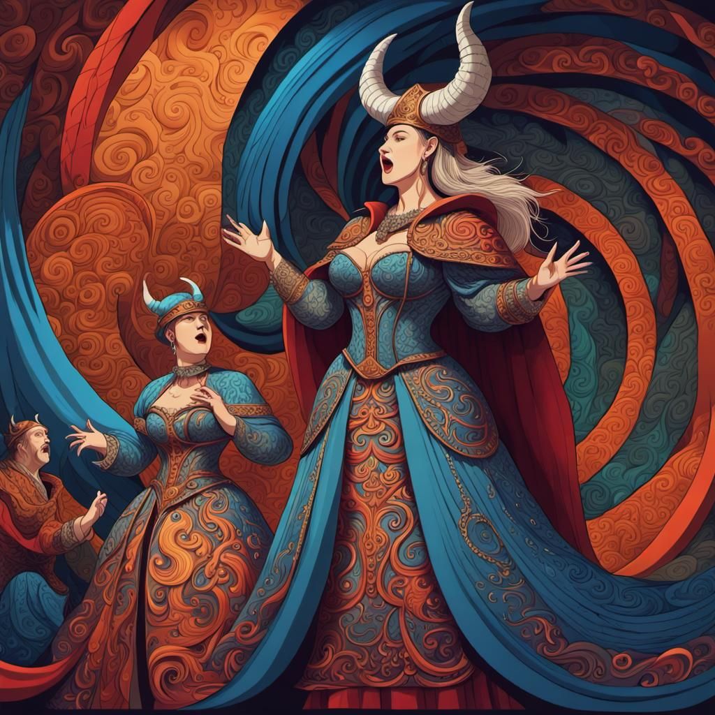 Pavoratti Sings Aria with Viking Woman in Opera House