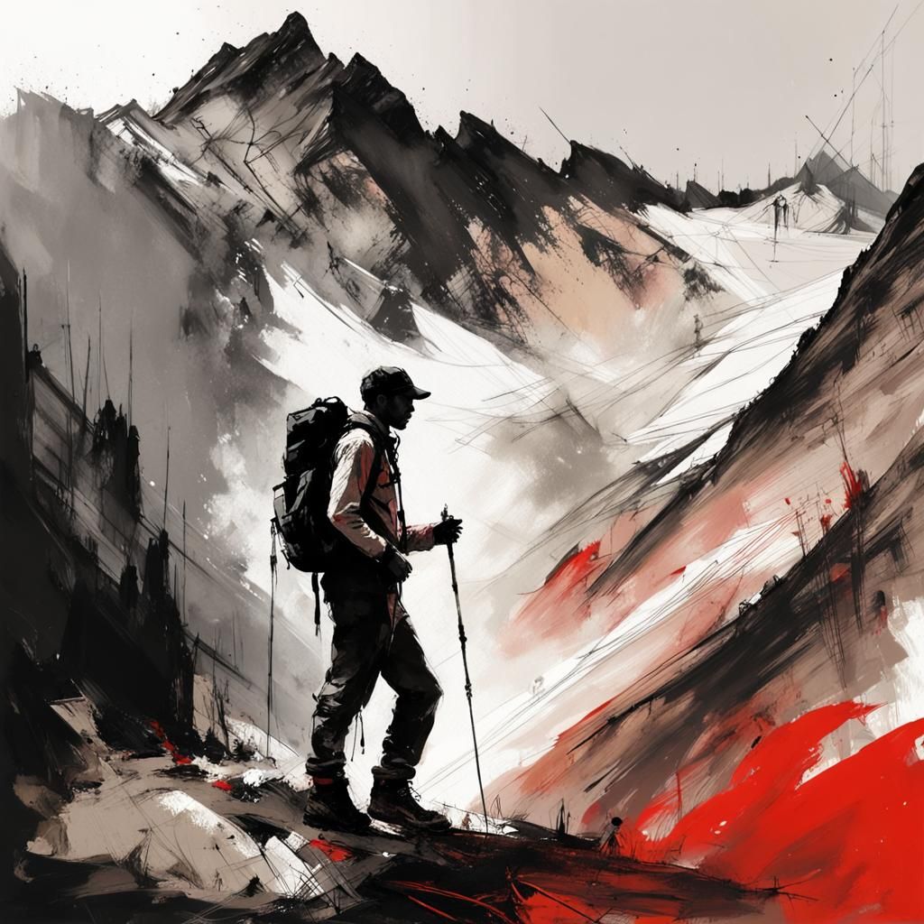 Alpine Hiker with Chamois, Russ Mills Style