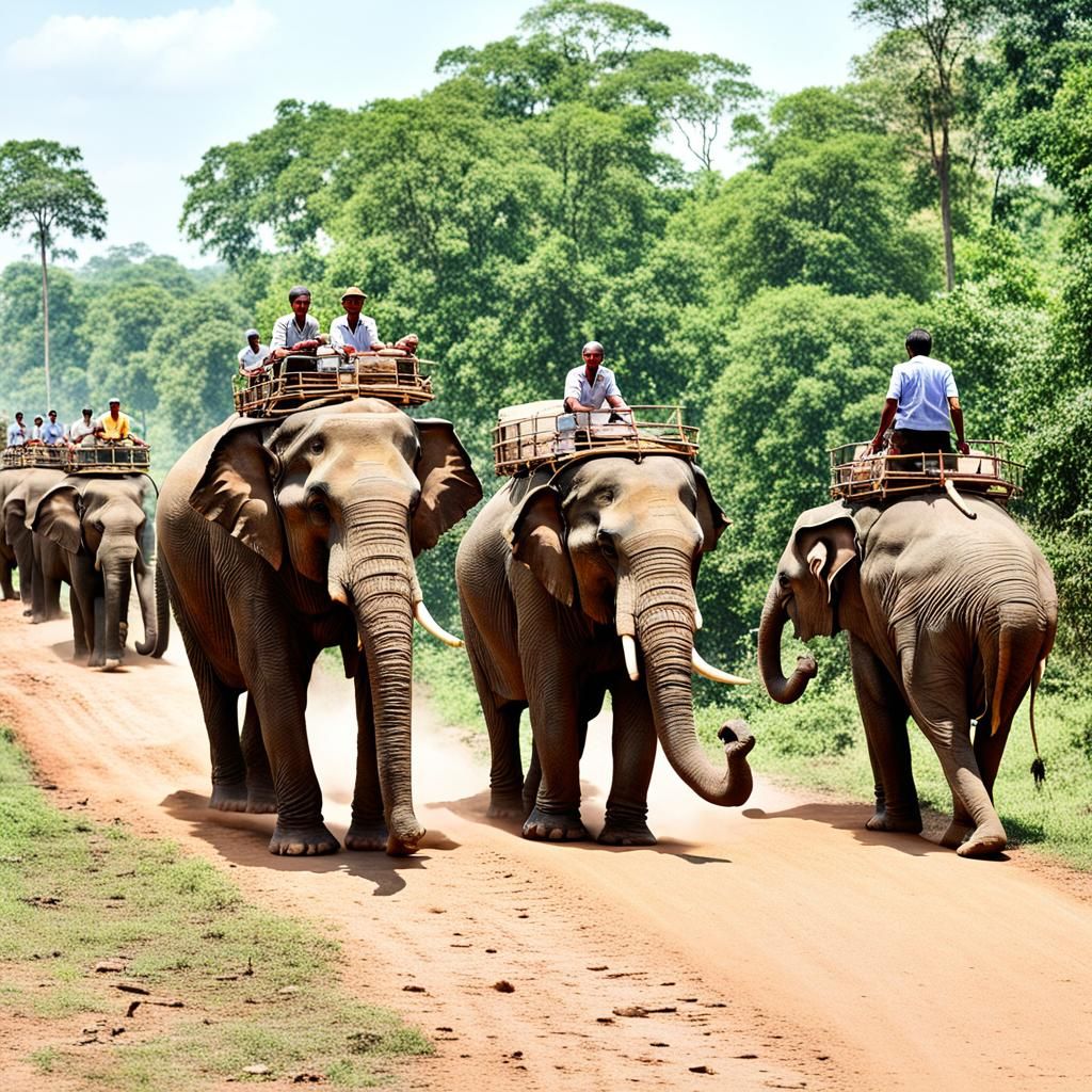 Elephants Marching in Cambodia