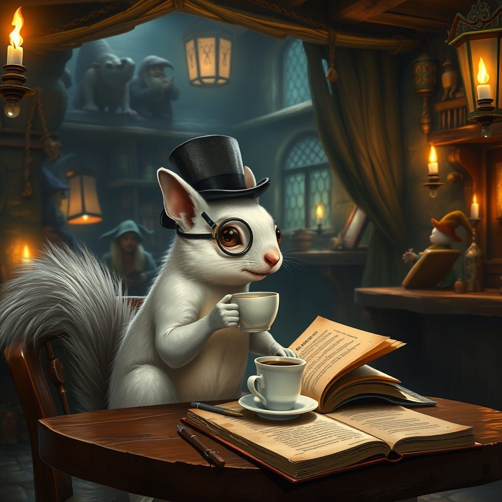 Squirrel Gentleman in Tavern, Fantasy Concept Art