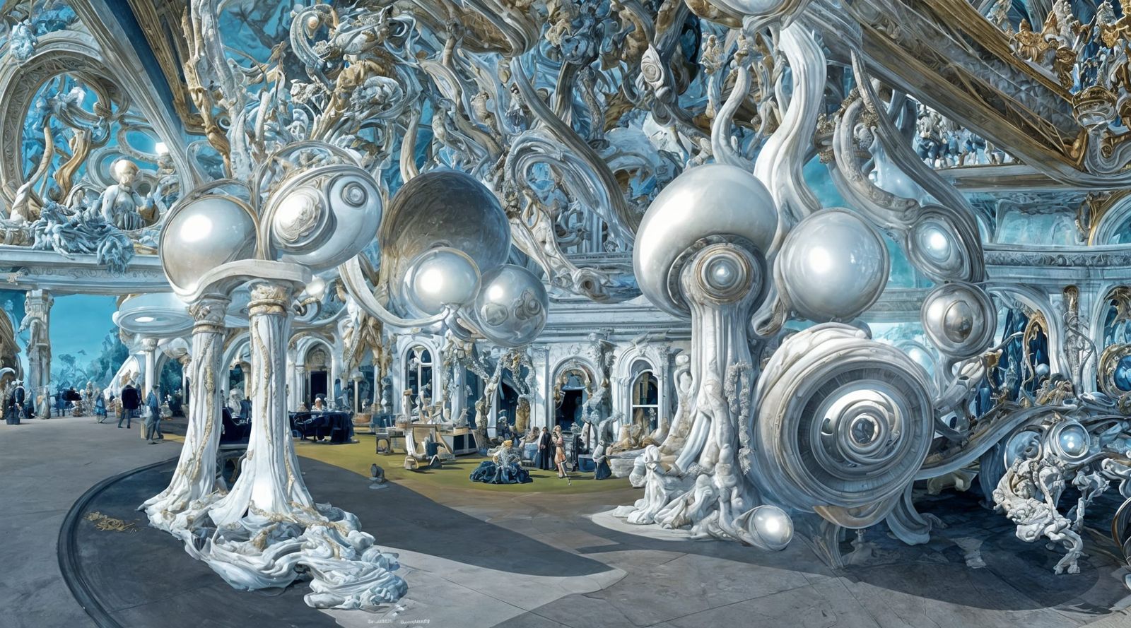 Surreal Rococo Ballroom with Geometric Forms