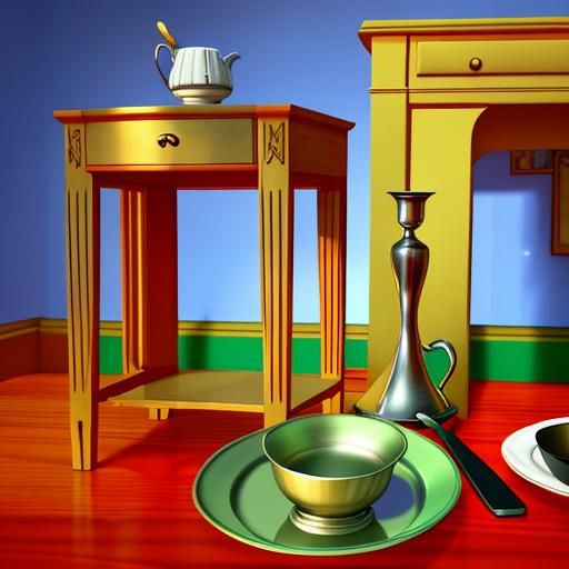 Detailed 3D Rendering of Basic Furniture and Housewares