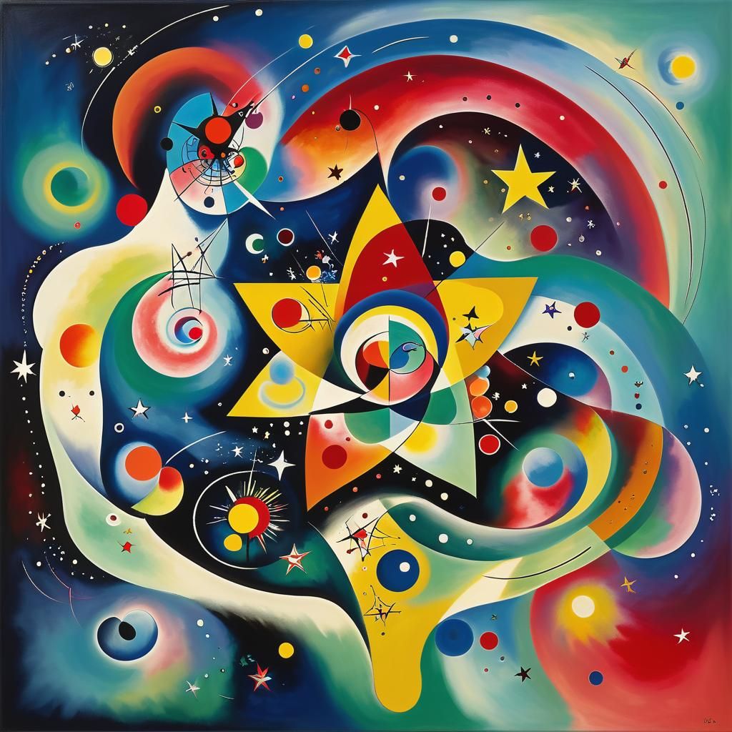 Abstract Geometric Stars in Fluorescent Hues