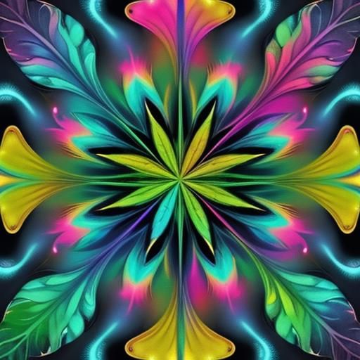 Stylized Cannabis Leaf in Vibrant Digital Art