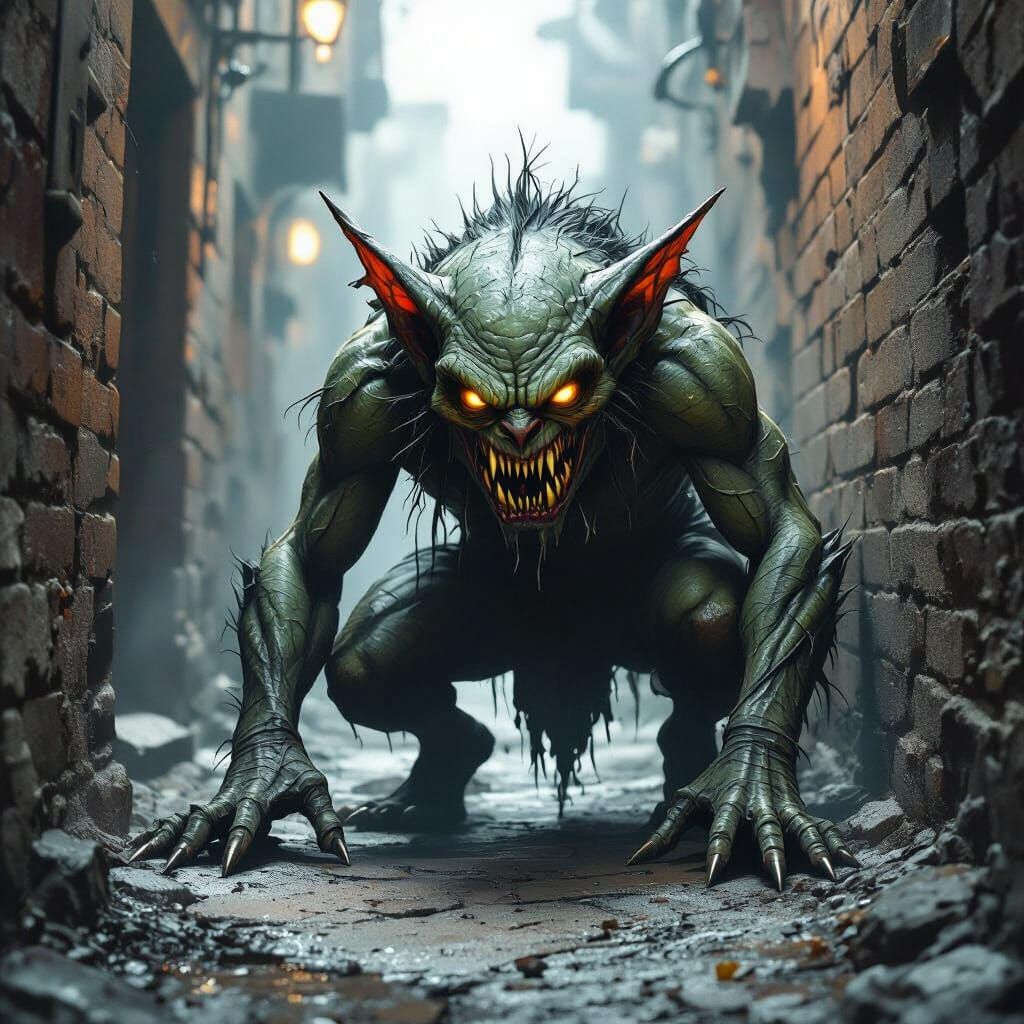 Menacing Goblin Creature in Dark Fantasy Art Style