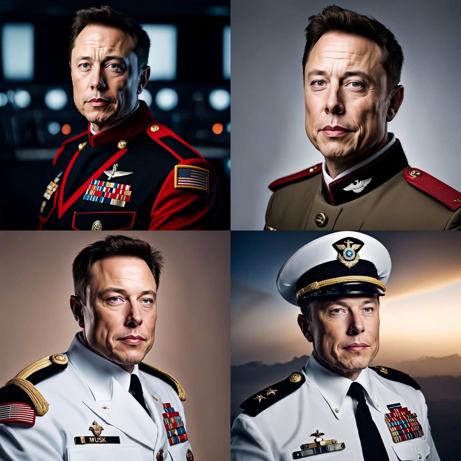 Elon Musk Portrait in Marine Uniform, 4K