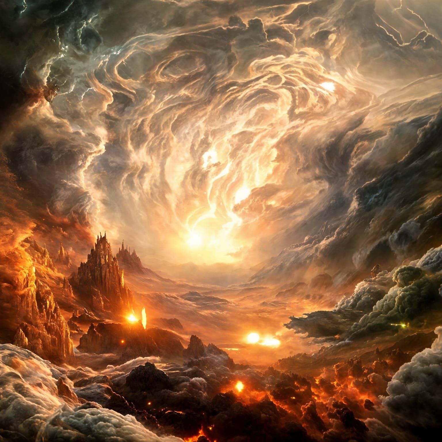 Celestial Explosion: Hyperrealistic Storm in Surreal Style