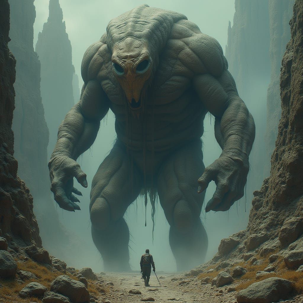 Mythological Cyclops Polyphemus in Dark Fantasy Art