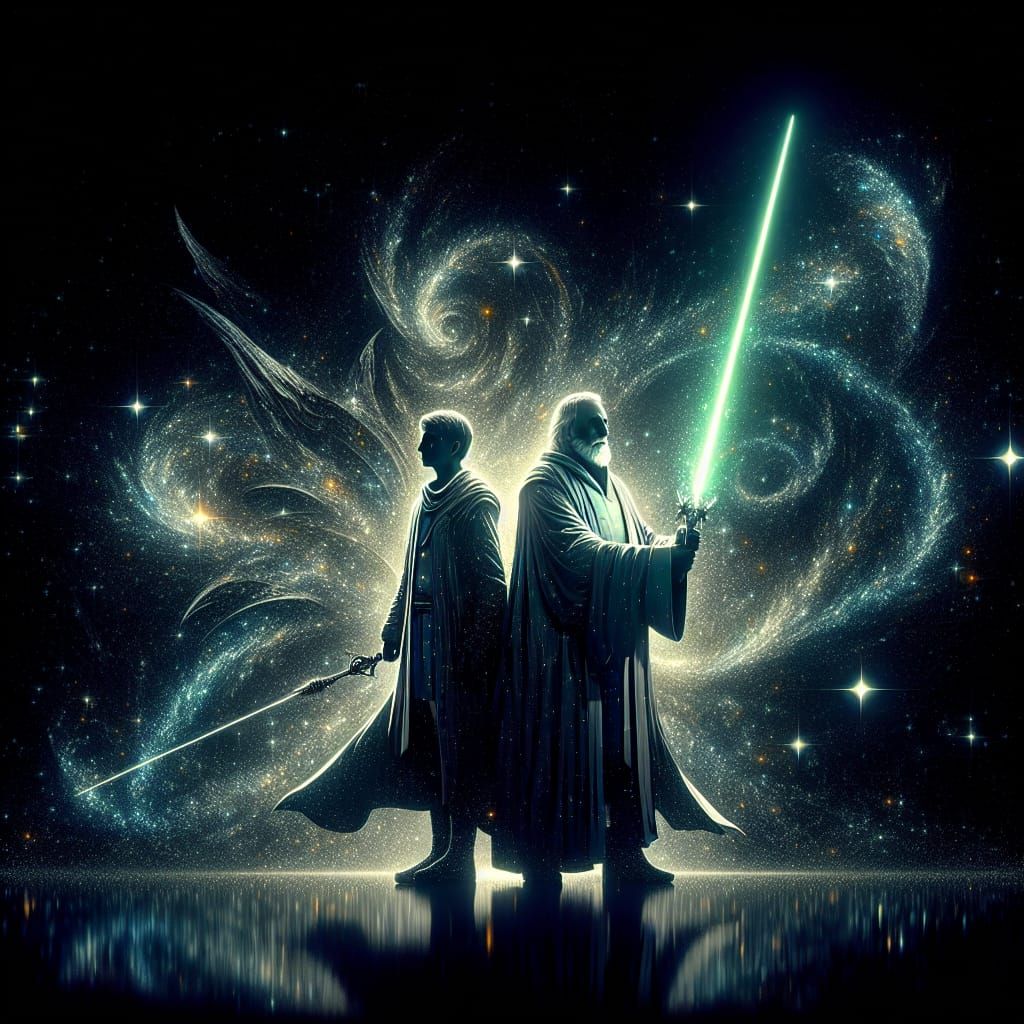 Jedi Knight and Apprentice in Hypermaximalist Standoff