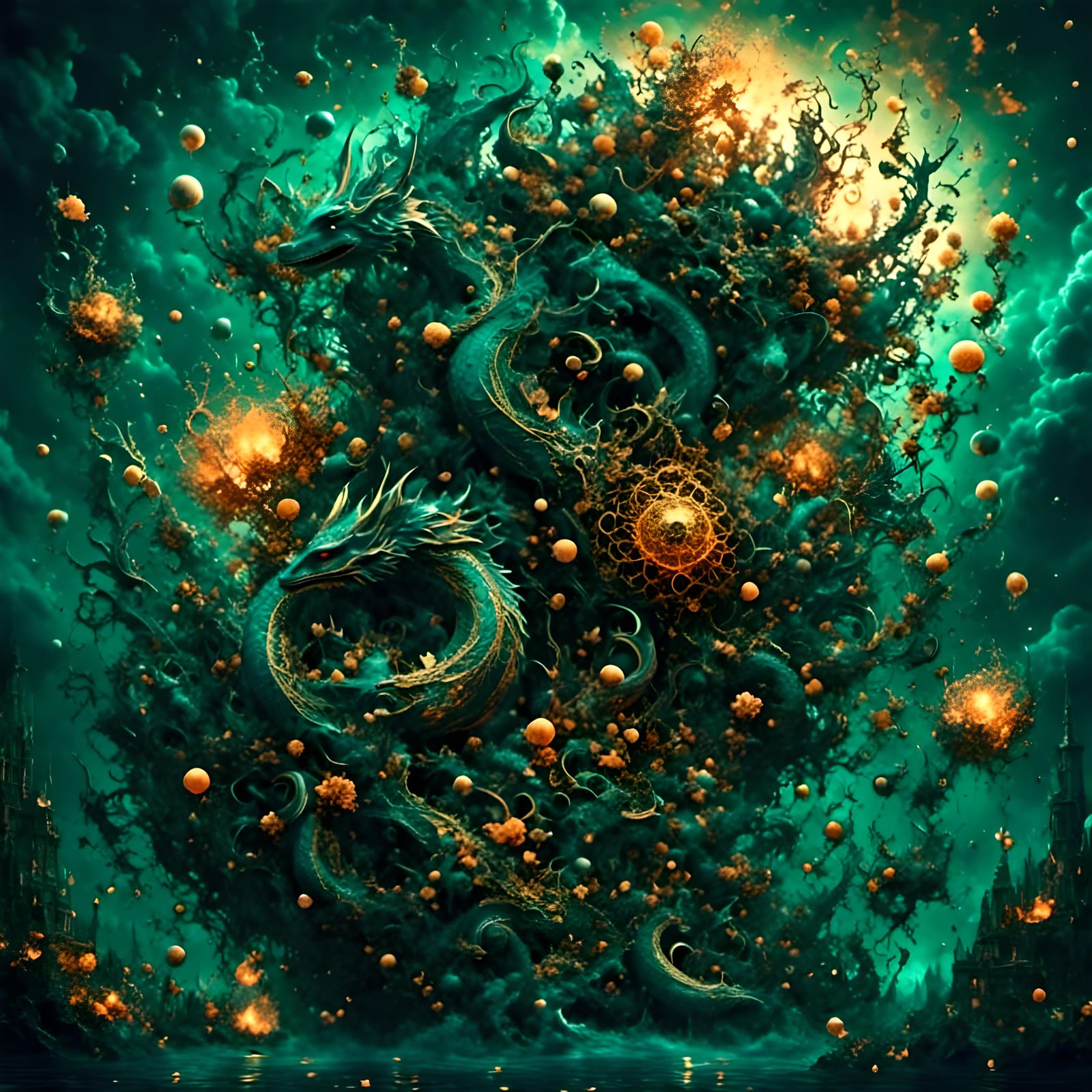 Dark Fairytale Abstract Fractal with Zentangle Shading