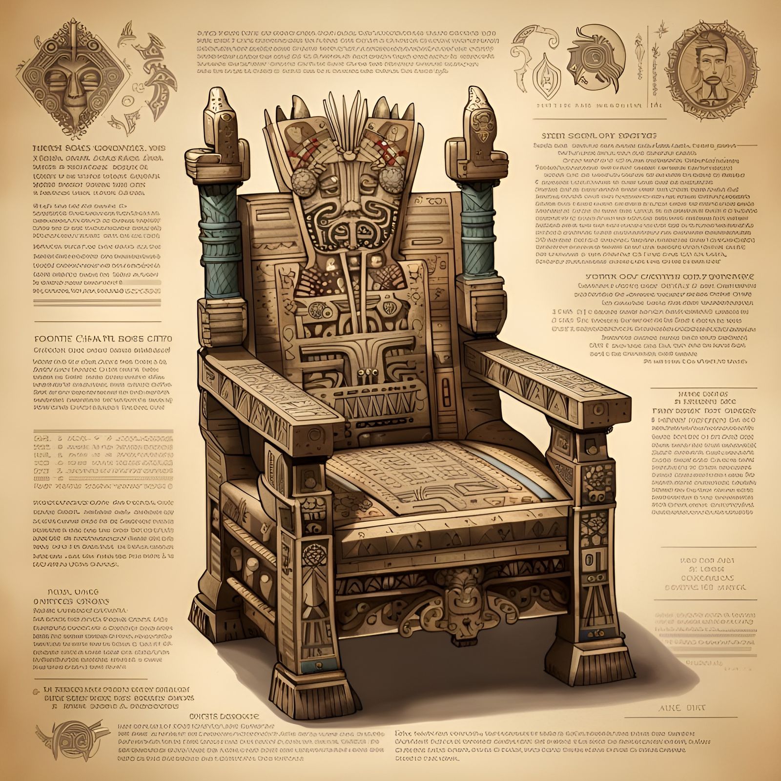 Aztec Bone Throne: Reimagined Codex Art