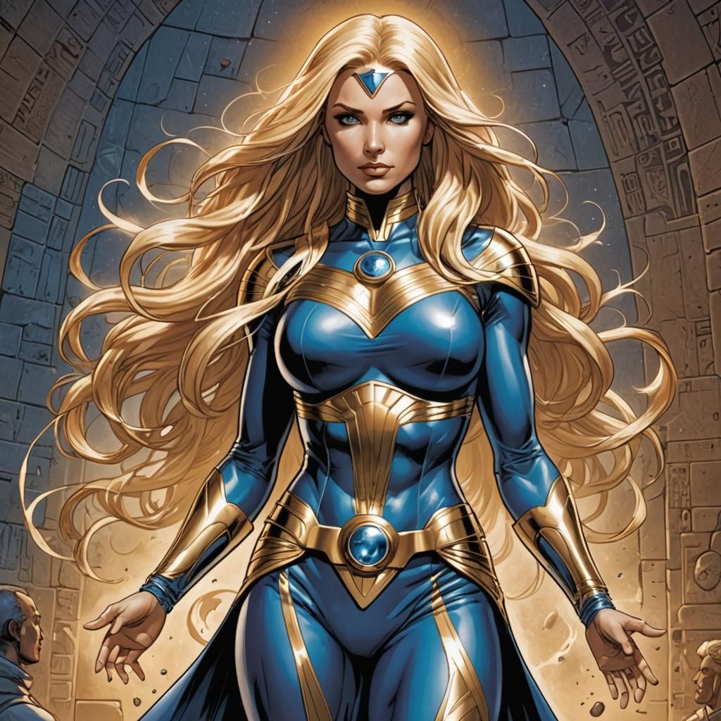 Invisible Woman in Egyptian Style Comic Art