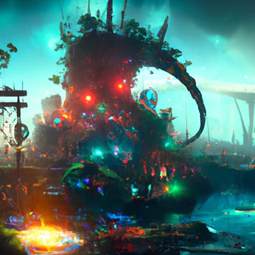 Fantastical Pianolotyl Matte Painting in Deep Color