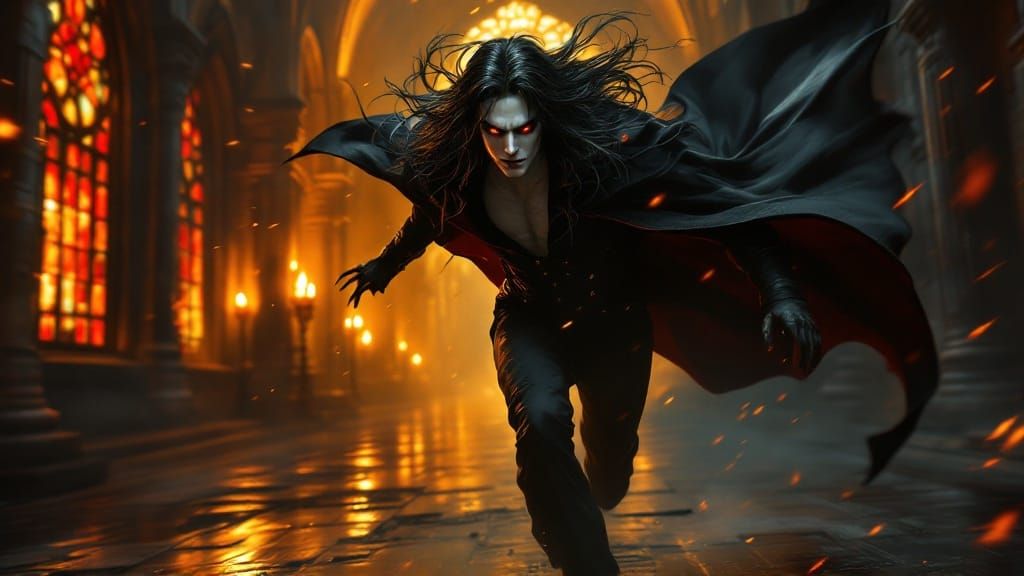 Alucard vampire with cape, from Castlevania animation moving...