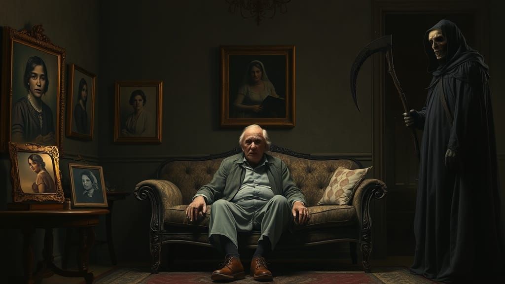 Contemplative Old Man in Nostalgic Digital Painting