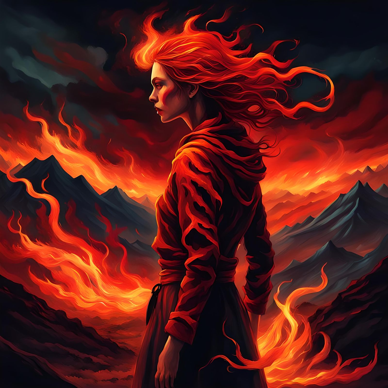 Fiery Woman: A Vision of Beauty in Flames