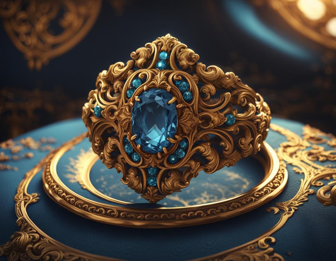 Sparkling Baroque Ring on Satin Cushion