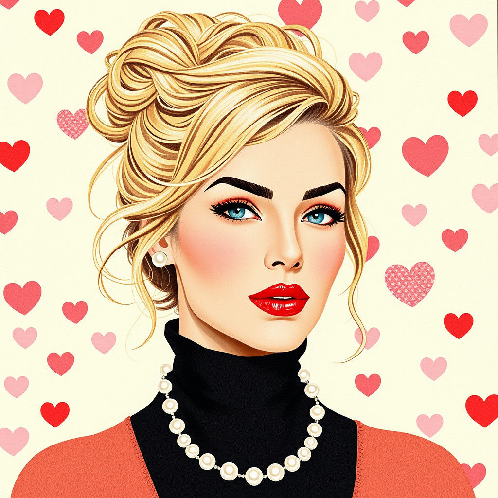 Romantic Women's Portrait in Whimsical Collage Style