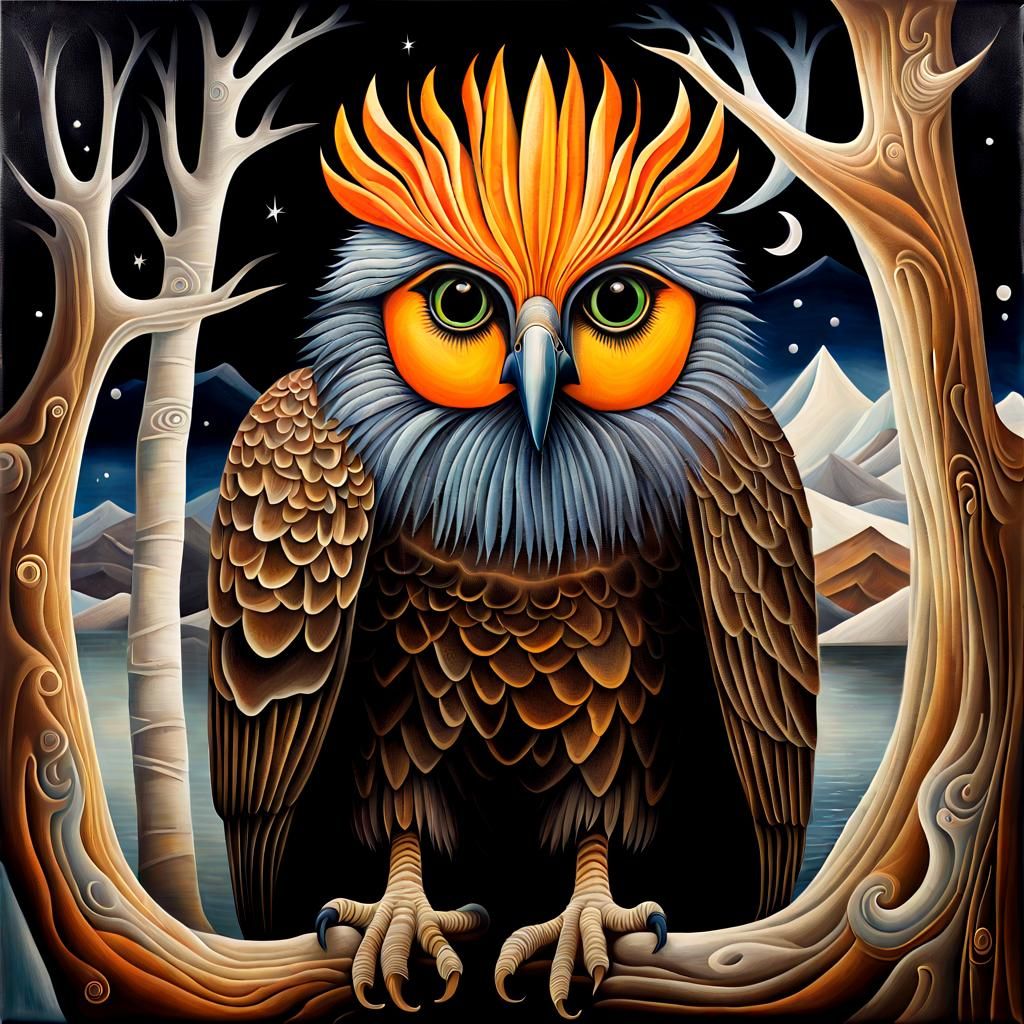 Hawk Soaring Over Ancient Wilderness: Impressionist Style