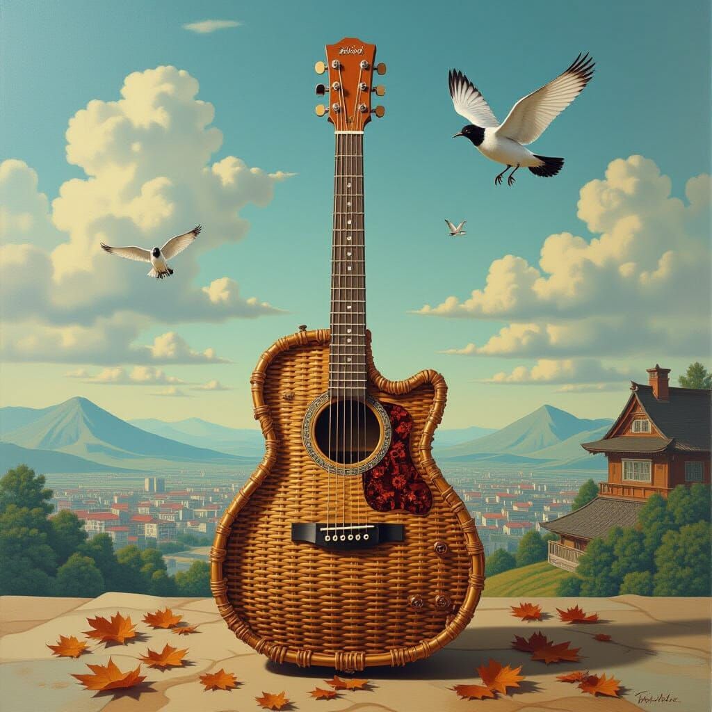 Surreal Wicker Guitar Inspired by Masters